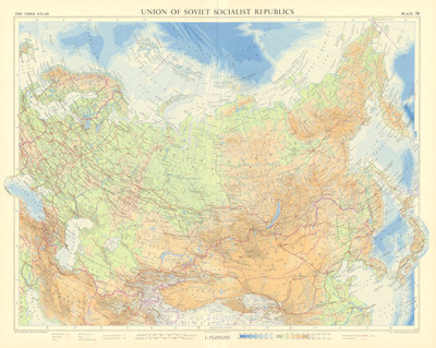 Union der Sozialistischen Sowjetrepubliken. Russland UdSSR. TIMES 1959 alte Vintage Karte