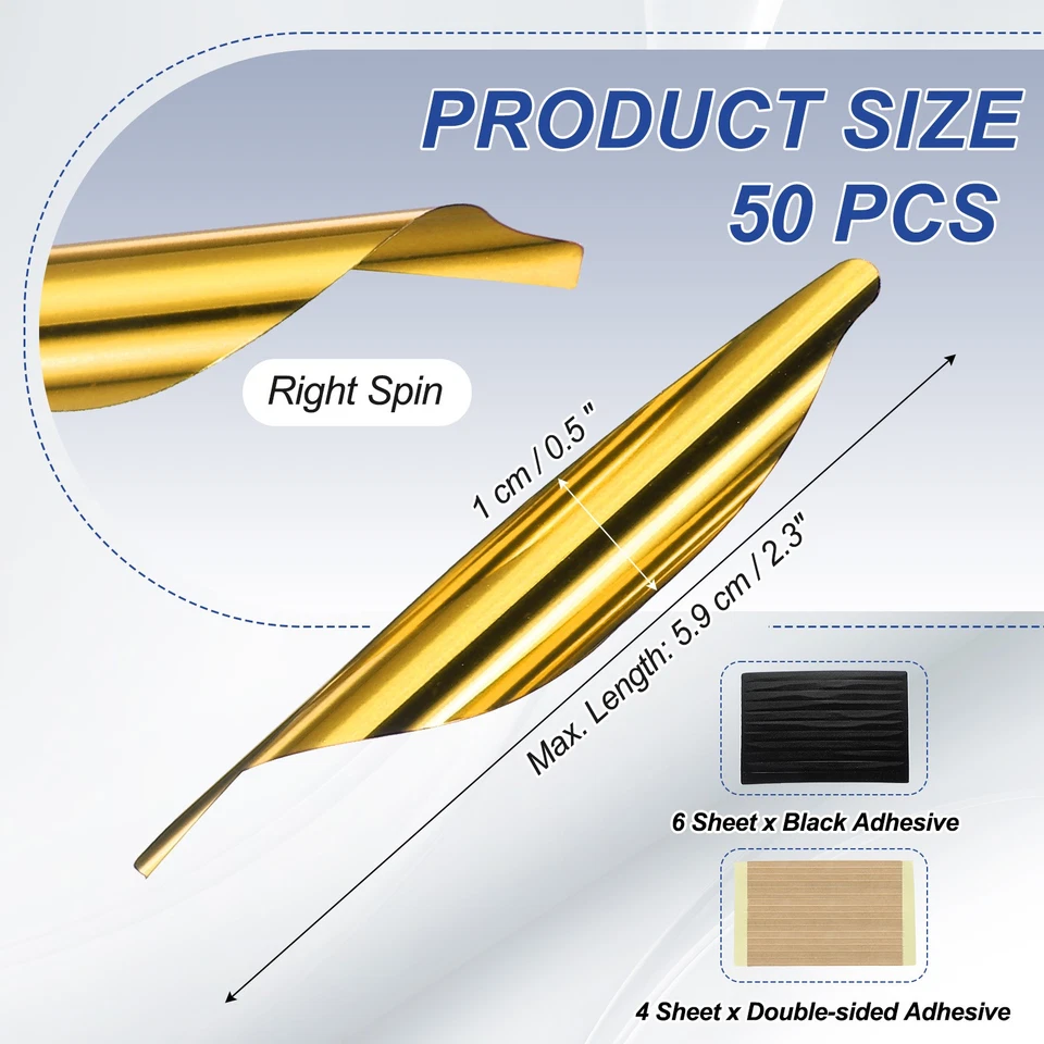 50pcs Arrows Spin Vanes 1.8 Inch Plastic Arrow Fletching Right Twist, Yellow Foto 2 de 4