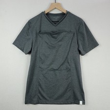 Lalabu Dad Shirt Mens Large Gray Poly Stretch Baby Infant Wearing Pocket