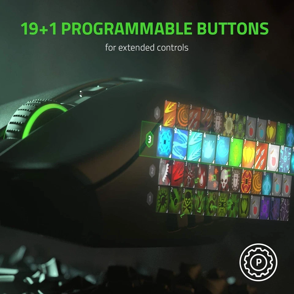 Razer Naga Pro Wireless Gaming Maus 19 Tasten Focus+ 20K DPI USB Schwarz - Bild 4 von 4
