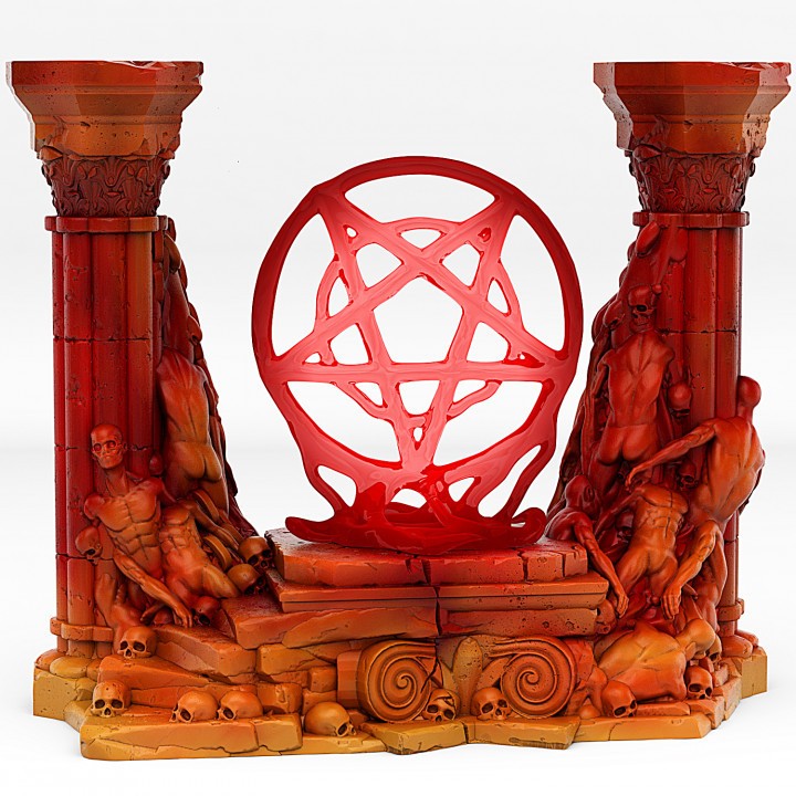 Hell Portal décor infernal de dark fantasy élément de terrain avec pentacle magique