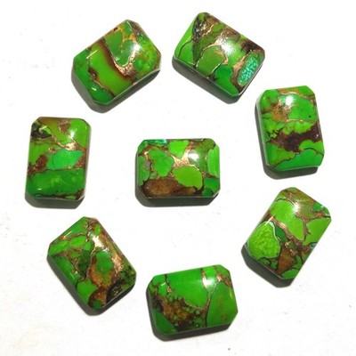 Natural Green Copper Turquoise Gemstone Earrings Making Octagon Cabochon