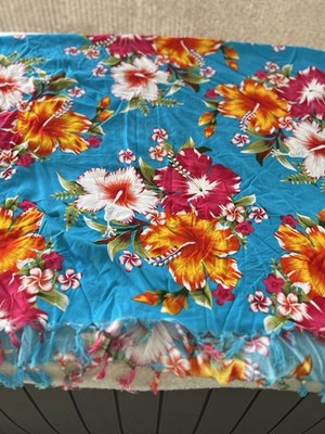 Coco Beach Hawaii Hibiscus Print Sarong Blue Pink White Green Orange Beach