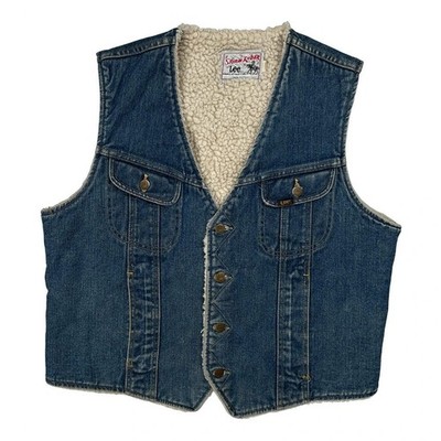 70S Lee Stormrider Denim Vest - Large Blue Denim