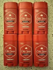 6 Old Spice Classic Mens Deodorant Round Stick Original Scent 3.25 Oz