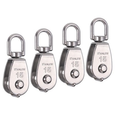 Rocaris 4 Pack M15 Lifting Single Pulley Block 304 Stainless Steel Crane Swiv...