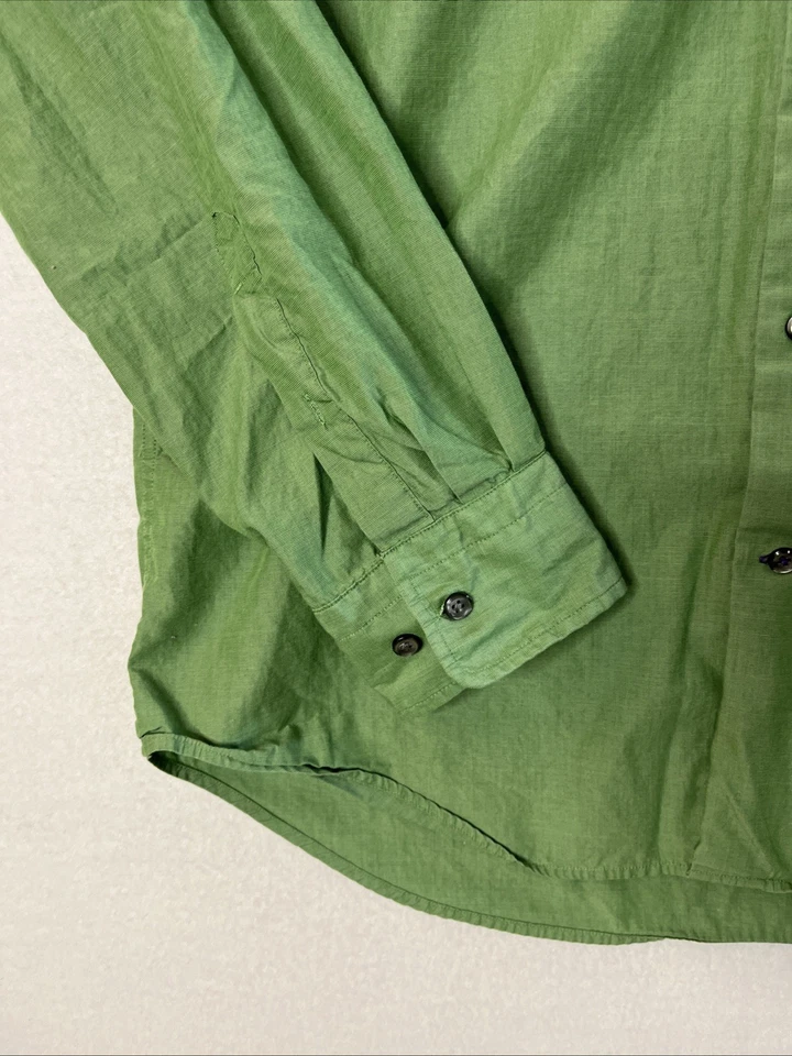 Camisa de vestir Express para hombre talla grande verde cambray manga larga con botones Foto 3 de 4