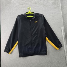Nike Men Jacket 2XL Black Colorblock Dri-Fit Activewear Logo Long Sleeve READ