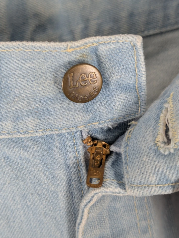 Lee Vintage 70s Faded Sky Blue Jeans USA Rockabilly 28 32 Grunge Thrash Western — 第 4/4 张图片