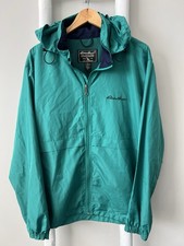 Vintage Eddie Bauer Windbreaker Jacket Teal Hooded Mens Tall L 90s Outdoor