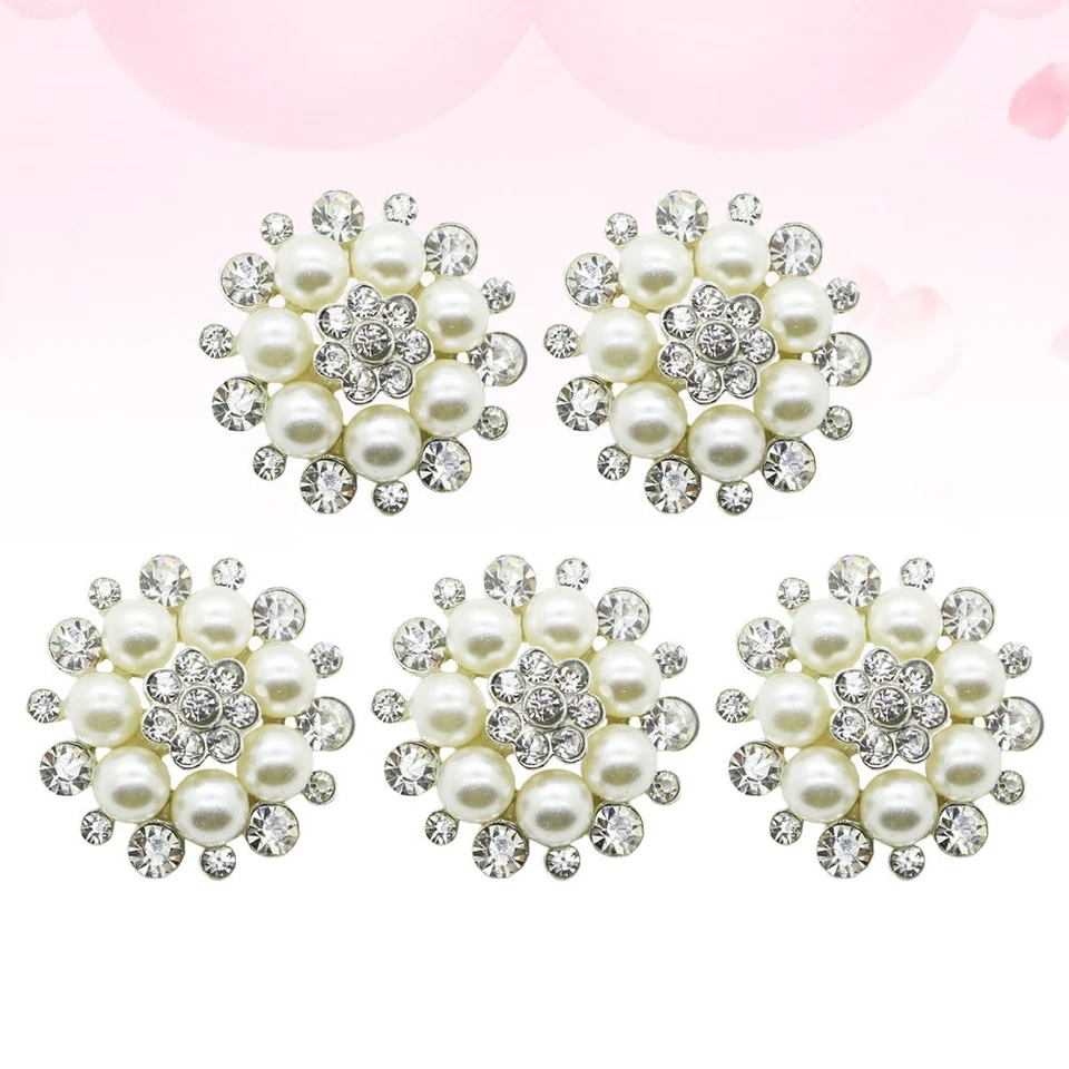 5 Pcs Sewing Buttons Craft Embellishments Pearl Rhinestone Buckle - Image 2 of 4
