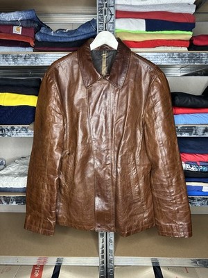 Fratelli Rossetti Vintage Brown Leather Jacket Made in Italy Retro 90s 54 Size