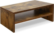 2 Tier Wooden Monitor Riser Stand, Desktop Stand with Storage for Laptop/Pc/Prin