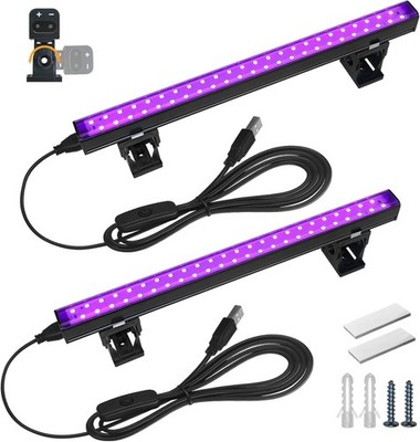 UV LED Schwarzlicht Stab, 10 W, 28 cm, Aluminiumgehäuse, 2er Pack
