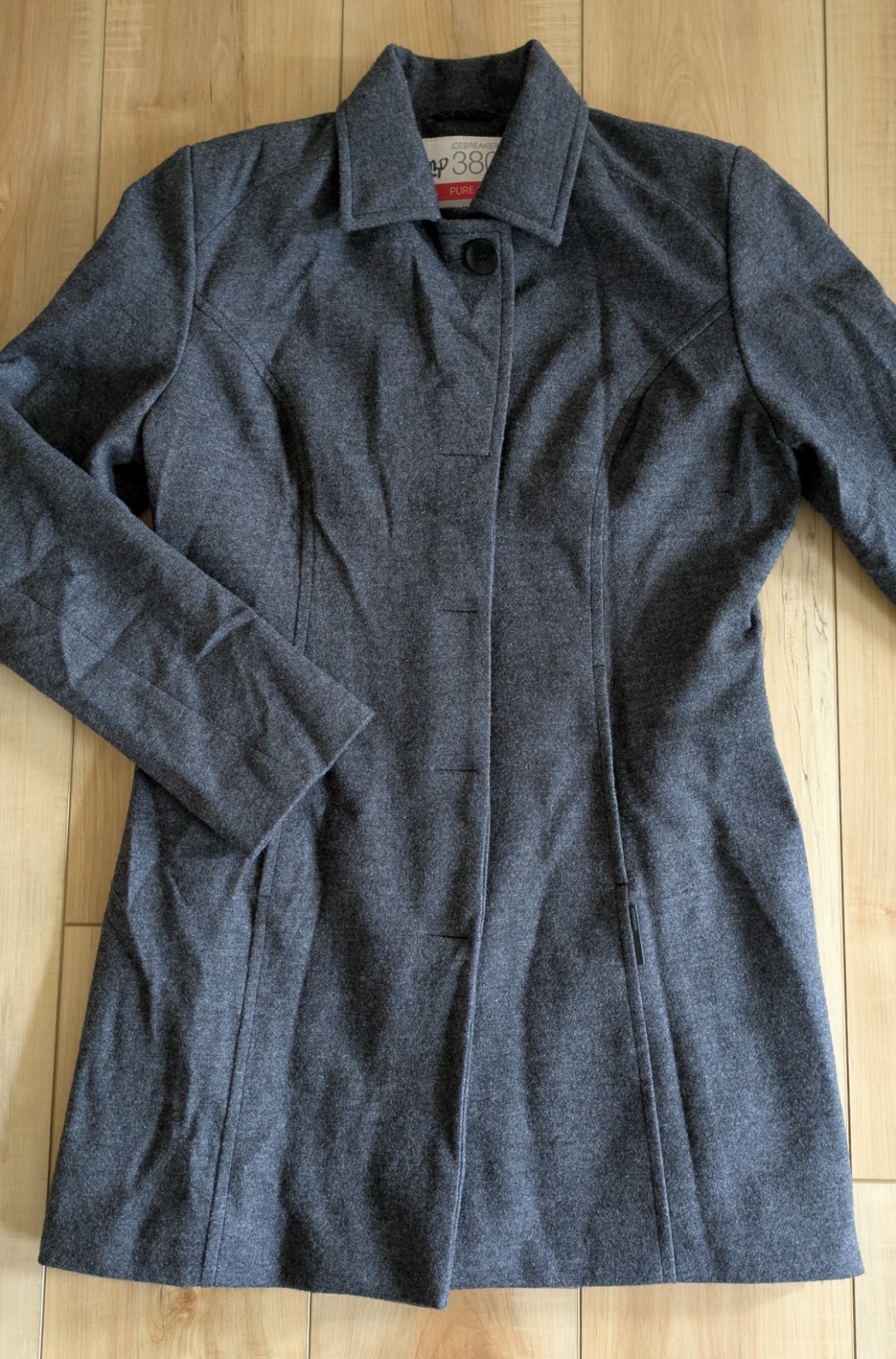 Icebreaker Women's Medium Merino Wool Full Zip Button Coat - Gray image 2