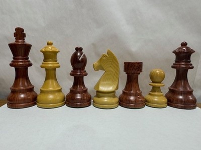 KING 3.75'' GERMAN KNIGHT STAUNTON WOODEN GRAIN TRIPLE WEIGHT ABS CHESS 34PCS/SET