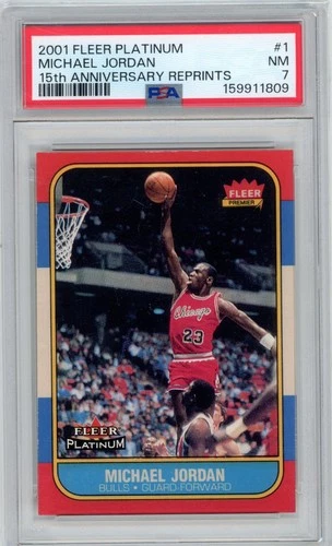 2001 Fleer Platinum MICHAEL JORDAN 15th Anniversary Reprints #1 PSA 7 1986 D0262