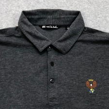 Travis Mathew Polo Shirt Men's Large Grey Golf Performance Lightweight Logo Pima
