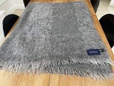 SANDERSON large grey wool/mohair blend throw, 200cm x 150cm