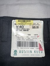 NWT Austin Reed Men  s 40 Regular 100 Worsted Wool Black Dress Pants 85  
