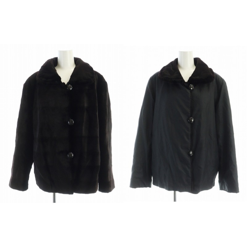 Copenhagen Fur Reversible Mink Silk Coat Black Brown Gy18 MQ