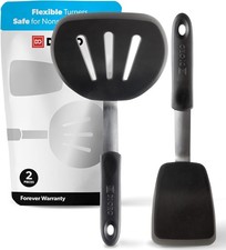 DI ORO Silicone Turner Spatula Set - Kitchen 2-Piece, Chef Series 2-Pc 