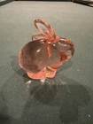 VTG Fenton Glass Bunny PEACH Pink Champagne Chubby Bunny Rabbit ONE EAR UP