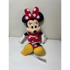 Disney Minnie Mouse Plush Toy Red Polka Dot Dress Bow Ears Yellow Shoes