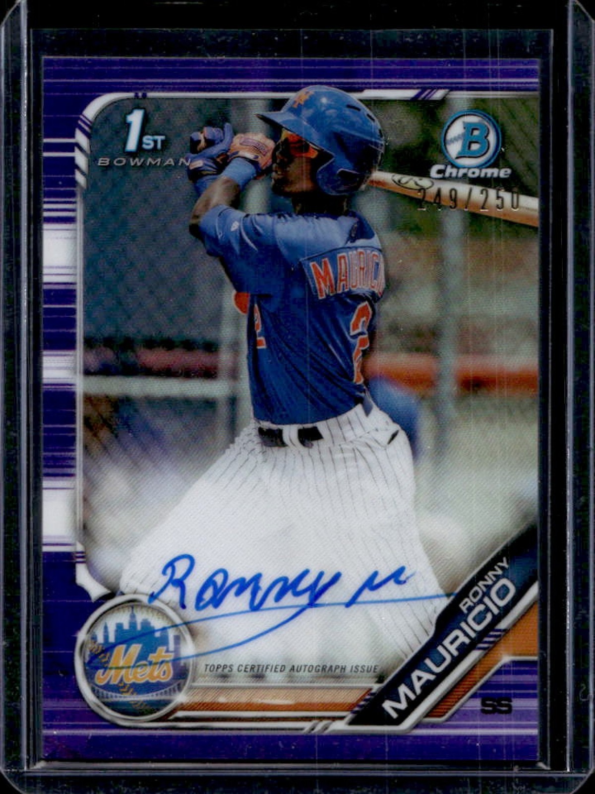 2019 Bowman Ronny Mauricio Chrome Auto 1st Prospect Purple Refractor #/250