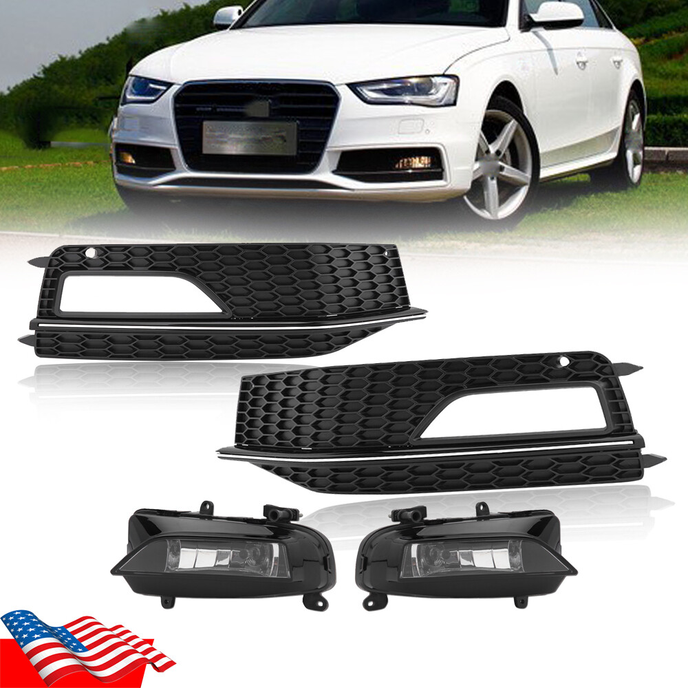 4PCS/Set Front S-Line Bumper Fog Light Lamp Cover Bezel Frame For Audi A4 13-16