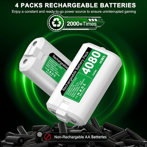4*4080 mWh Rechargeable Battery & Charging Station for Xbox One /Xbox Series X|S - Picture 2 of 7