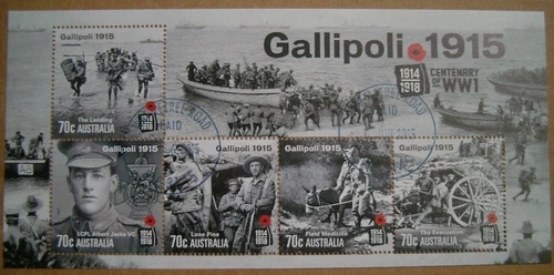 Australia 2015 Gallipoli 1915 Centenary of WWI Mini-sheet Cancelled Original gum