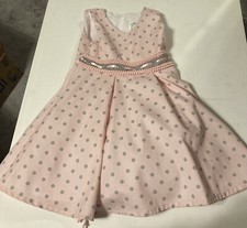 Beatriz Rueda Girls Formal Spring / Easter Dress Pink Size 5 w/ Gray Polka Dots
