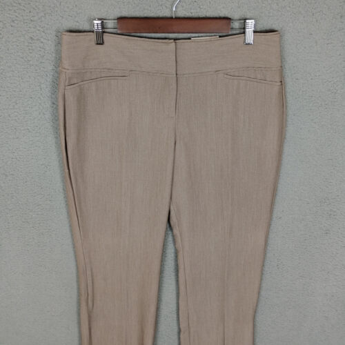 Elle Trouser Womens 12 Light Nutmeg Mid Rise Dress Pants Wide Waist Stretch NEW - Picture 2 of 13