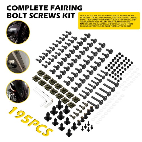 195pcs Motorcycle Complete Fairing Bolts Kit Bodywork Screws Nuts Set M5 M6 - Picture 3 of 11