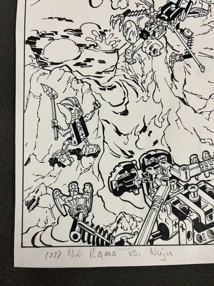 LEGO Bionicle: Quest for the Mask ARTE ORIGINAL Nui Rama vs. Nuju tarjeta coleccionable Foto 4 de 4