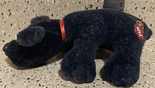 Vintage 1986 Tonka Black Newborn POUND PUPPIES Dog Plush Stuffed Red Collar 7"