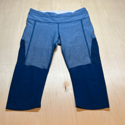 Lululemon Training Tough Crop Mesh Leggings Poseidon Blue Size 8