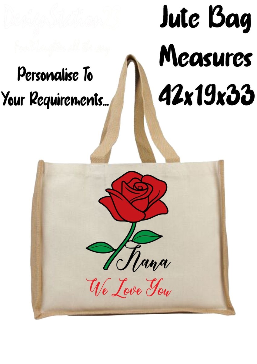 Canvas Tote/Jute Bag, Novelty Nana Shopper Shoulder bag, nana We Love You)