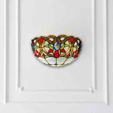 5 x Stained Glass Tiffany Wall Lamp Antique Style Light Uplighter Lamps