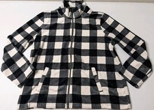 Onque Casual Jacket Women's L Black White Check Full Zip Long Sleeve