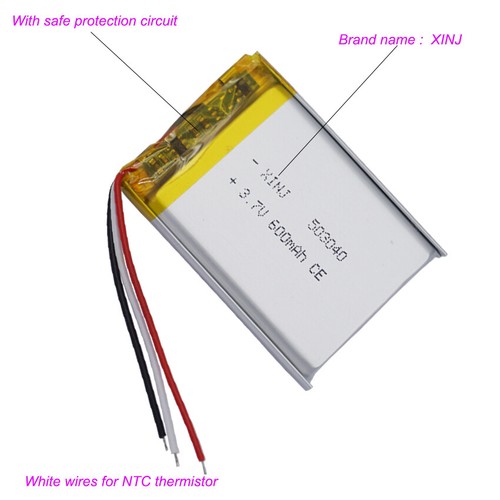 2 piezas 3.7V 600mAh 2.22Wh Li Batería Lipo JST 3pin Conector NTC Termistor 503040 - Imagen 3 de 11