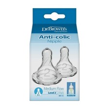 Dr. Brown  S Natural Flow Level 2 Narrow Baby Bottle Silicone Nipple, Medium Flow