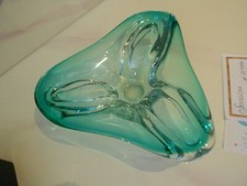 GREEN GLASS THREE SIDED SEE THROUGH HEAVY GLA...