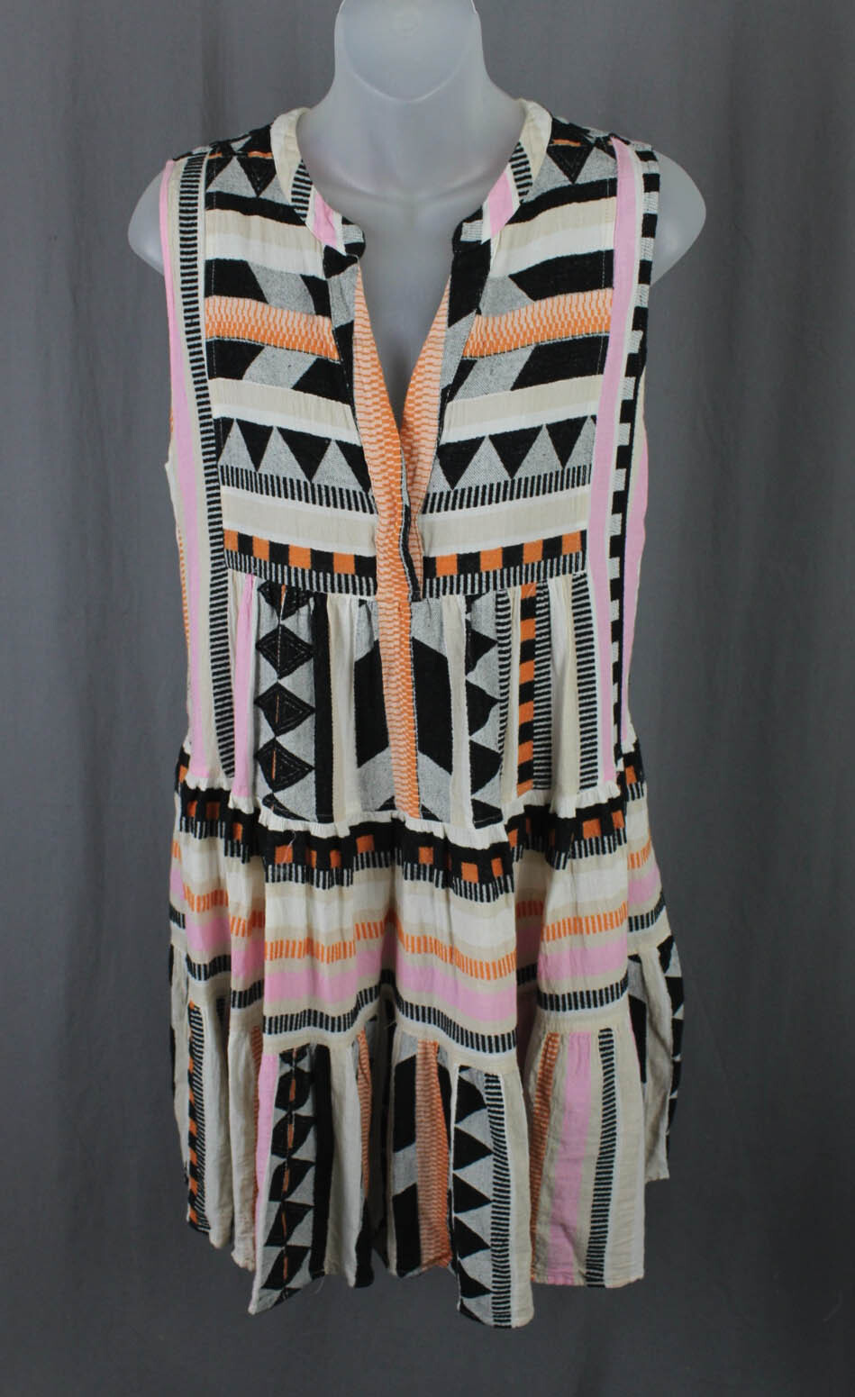 Mini Vestido Para Mujer Devotion Twins Marfil Multi Algodón Cambio Geométrico Talla S