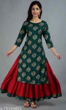 Women's Daily Wear Kurta Set Rayon New Latest Printed Kurti With Skirt