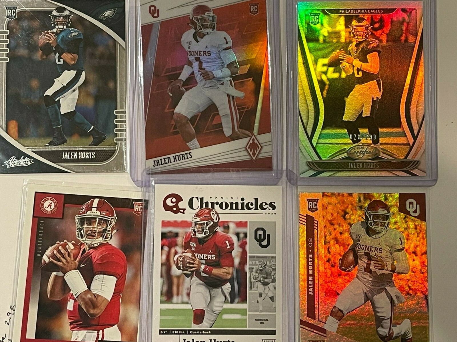 2020 JALEN HURTS ROOKIE CARDS Pick Certified, Elite, Xr, Score, Absolute, Phoen