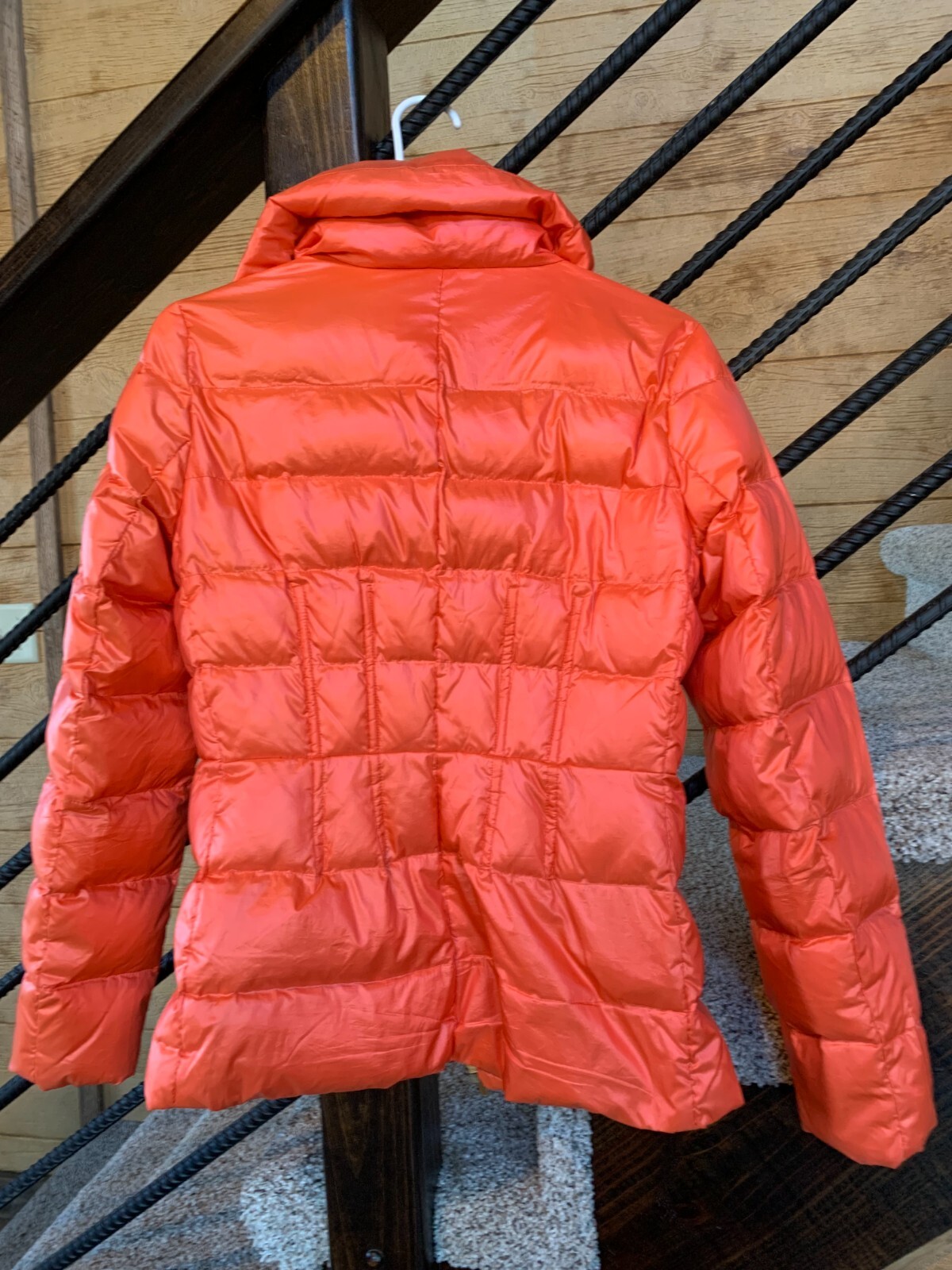 Lands' End Down Insulated Puffer Jacket Girl Size 6 Orange Nylon Blend