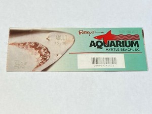 Ripley's Aquarium Shark Myrtle Beach South Carolina Ticket Stub Vintage 8/4 1999