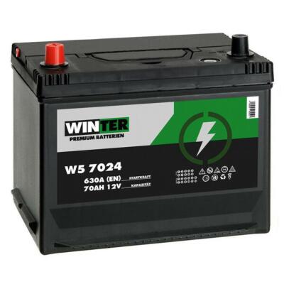Winter Asia Autobatterie 12V 70Ah 630A/EN hohe STARTKRAFT +Pluspol Links 80Ah